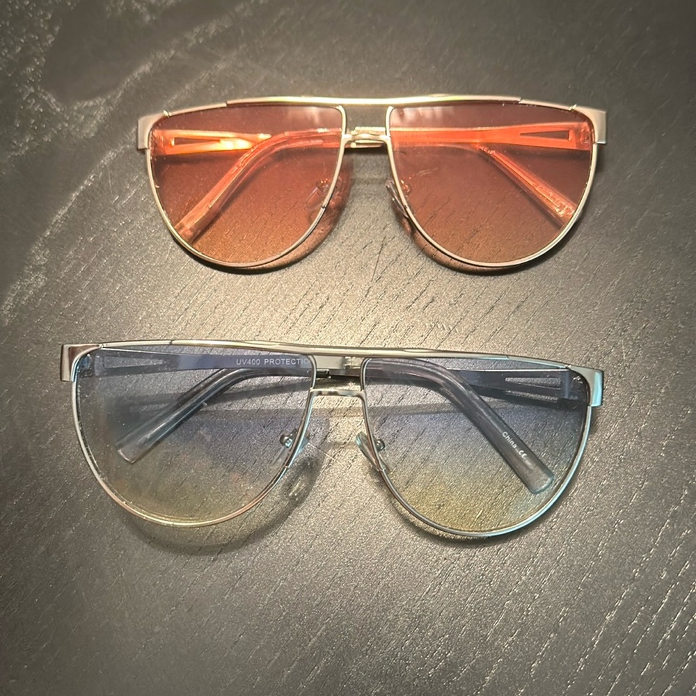 Pair - silver and gold aviators with ombré lens